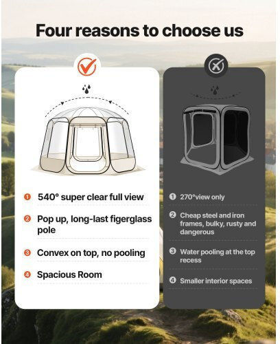Vevor Χειμερινή Σκηνή Camping Pop Up Διάφανη 336x345x220εκ.