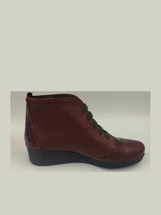 Leather Women's Ankle Boots Burgundy
