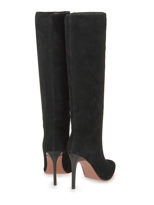 Suede High Heel Women's Boots Black