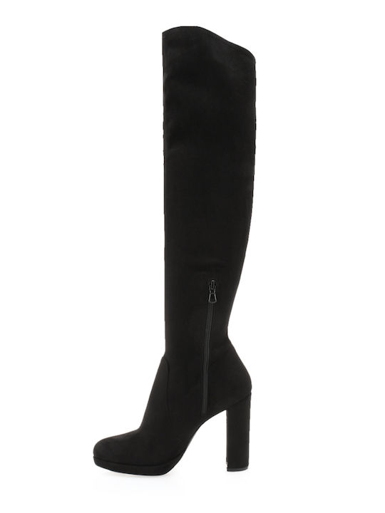 Wildleder Damenstiefel Über dem Knie Schwarz