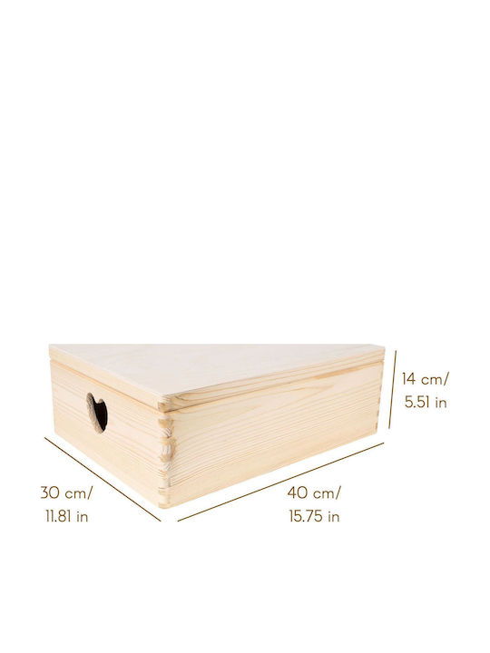 Creative Lemn Cutie de Depozitare cu Capac Bej 40x30x13cm 1buc