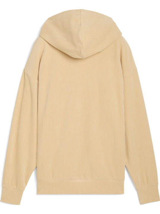 Ess Elevated Hanorac pentru femei Catifea Cu glugă Beige