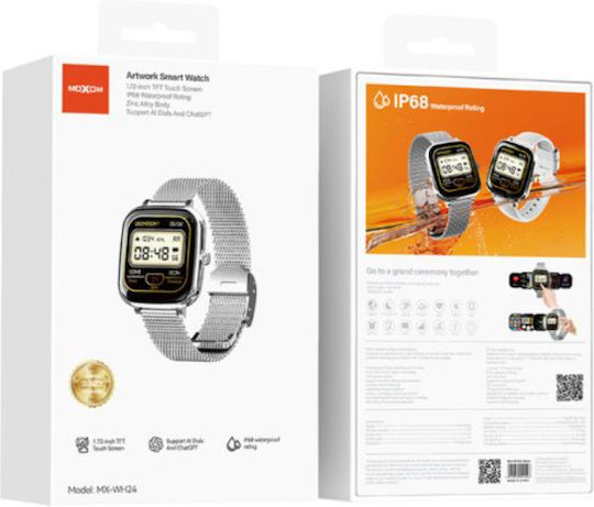 Moxom Mx-wh24 Smartwatch mit Pulsmesser (Silber)