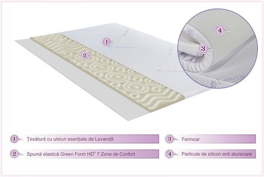 Green Future Mattress Topper Lavanda Therapy Semi-Double Foam with Removable Cover 120x190x5cm