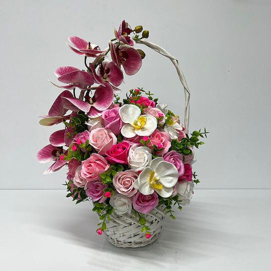 Royal Orchid Basket Orchid Soap Roses Accessorized Decorative Artificial Flowers And Plants Pink White Fuchsia