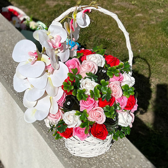 Coș Regal Orhidee Trandafiri Săpun Accesorizați Flori și Plante Artificiale Roșii Roz Verzi Coș Regal Orhidee Trandafiri Săpun Accesorizați Flori și Plante Artificiale Roșii Roz Verzi