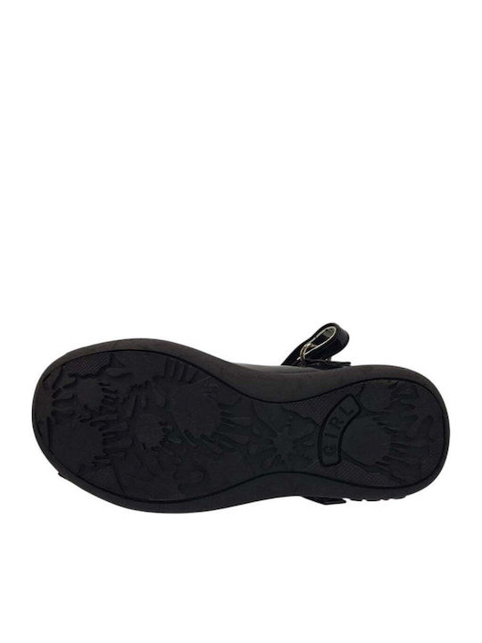 Kids Anatomic Leather Ballerinas with Hoop & Loop Closure Black