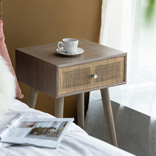 Artekko Cons Brown MDF Console Rattan 40x37x70 Cm 40cm X 37cm X 70cm