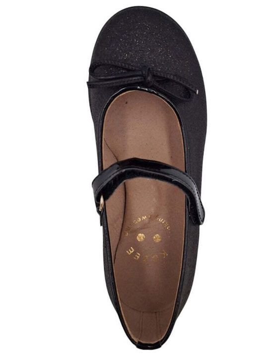 Kids Anatomic Leather Ballerinas with Hoop & Loop Closure Black