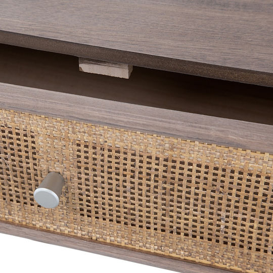Artekko Cons Brown MDF Console Rattan 40x37x70 Cm 40cm X 37cm X 70cm