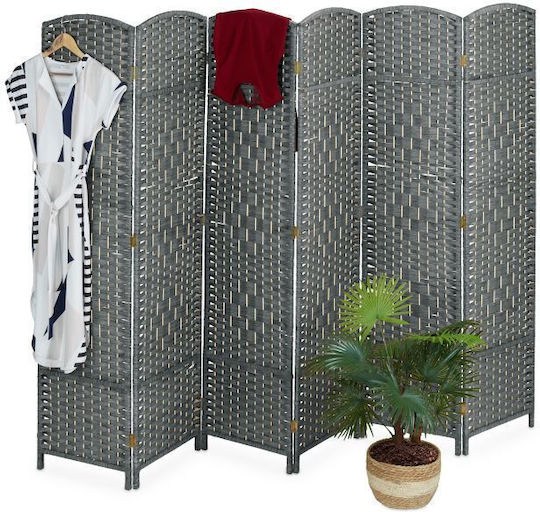 Relaxdays Διακοσμητικό Παραβάν από Rattan με 6 Φύλλα 241x170cm