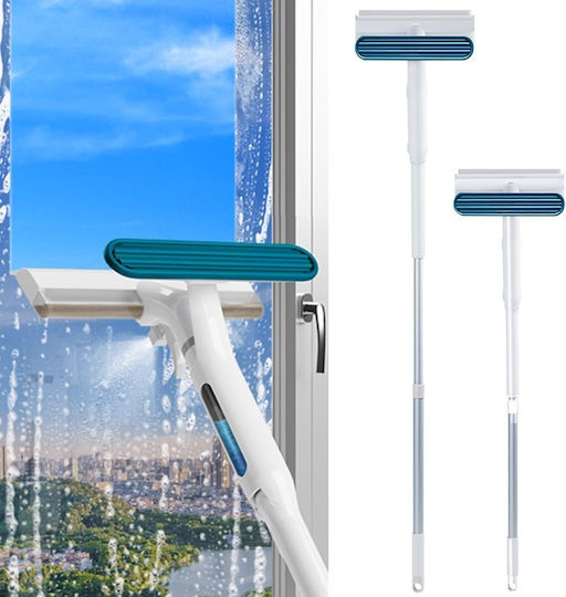 Window Cleaner Spray Function Telescopic Handle 45° Rotating Arm Silicone Window Squeegee Grey