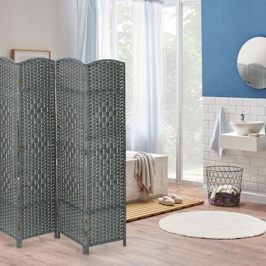 Relaxdays Decorativ Paravan din Rattan cu 6 Panouri 241x170cm