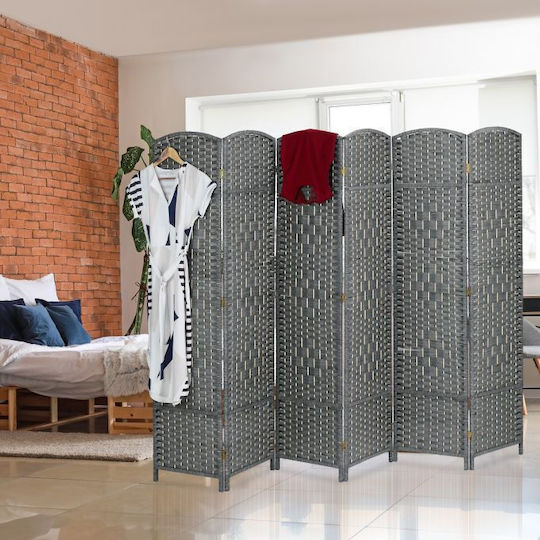 Relaxdays Decorativ Paravan din Rattan cu 6 Panouri 241x170cm