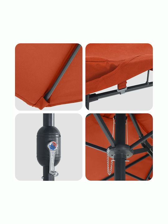 Aluminium-Garten- und Terrassen-Sonnenschirm Orange 3,85x2,09xHöhe 2,44 m