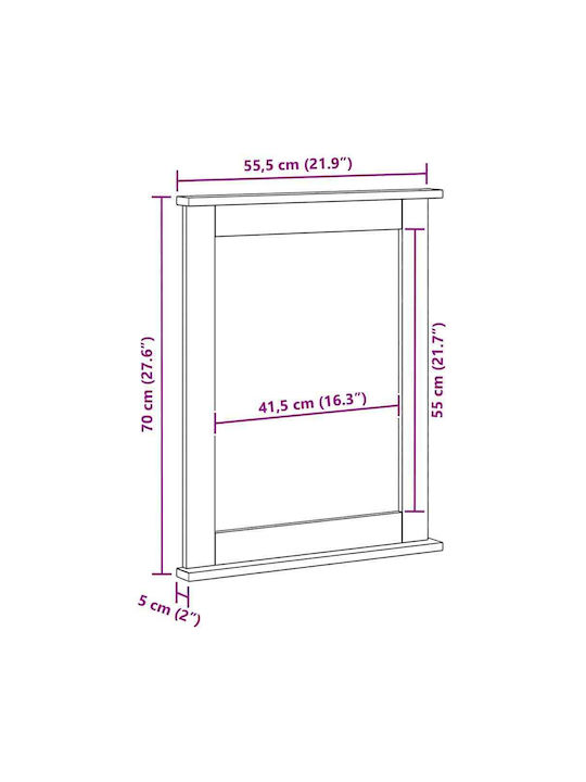 vidaXL Oglindă de Perete cu Maro Ramă din Lemn 70x55.5cm 1buc