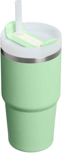 Stanley Quencher H2.O Flowstate Термос Чаша Неръждаема Стомана Без BPA 590ml Пистачио със Сламка