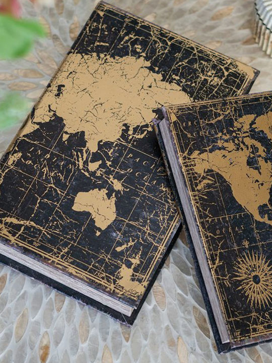 Artekko Book Decorative Book Box Wood Fabric Gold Black Set/3