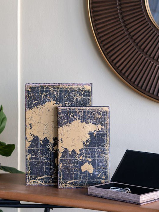 Artekko Book Decorative Book Box Wood Fabric Gold Black Set/3