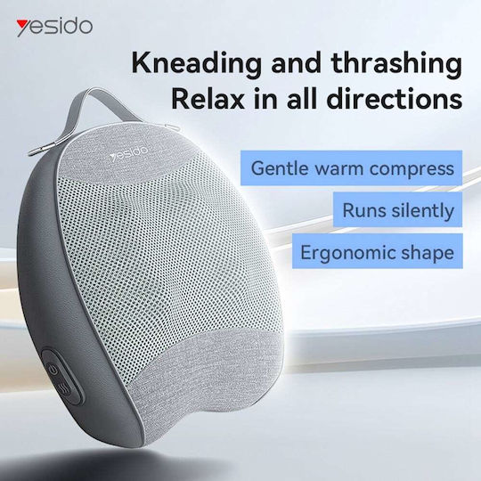 Yesido Rückenmassagegerät Mg15 mit Heizung Leise Betrieb 32w 2000mah Grau
