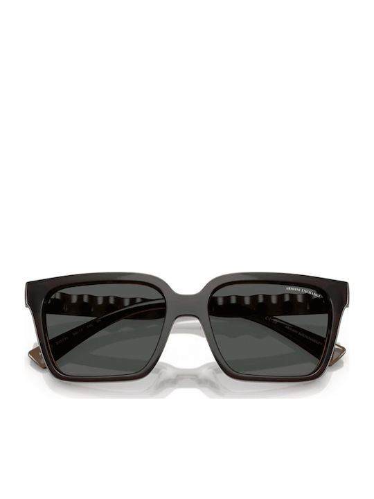 Armani Exchange Men's Sunglasses with Brown Horn-Rimmed Frame and Brown Lenses