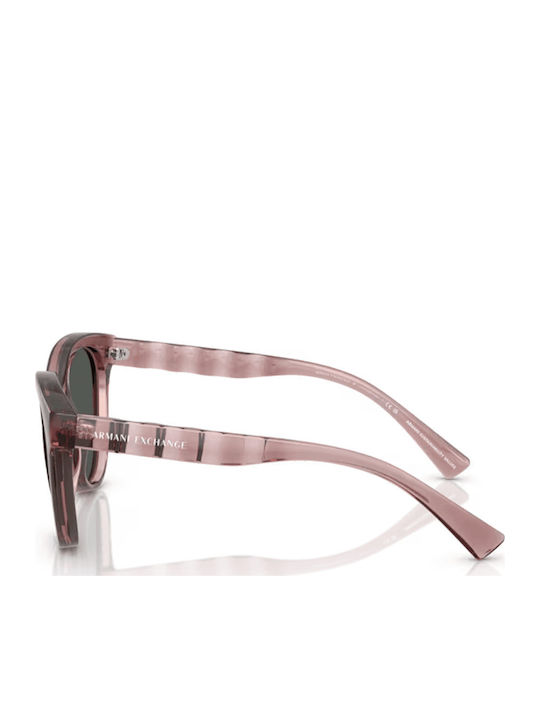 Armani Exchange Women's Sunglasses with Pink Plastic Frame and Gray Lens
