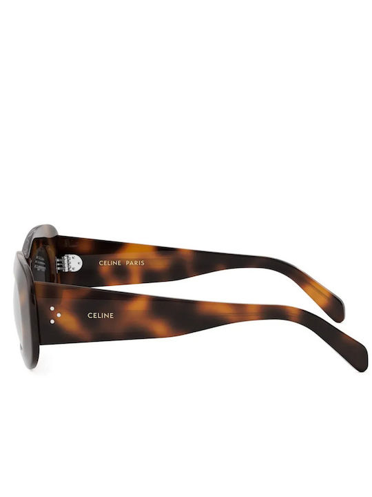 Celine Women's Sunglasses with Brown Tartaruga Plastic Frame and Gray Lens cl40294i-53A