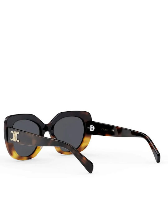 Celine Triomphe Women's Sunglasses with Brown Tartaruga Plastic Frame and Gray Lens cl40226u-56A