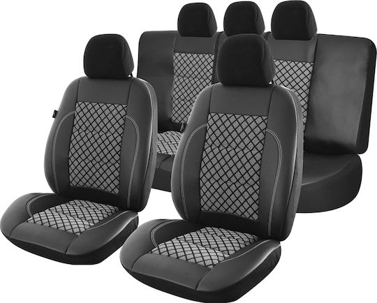 Smartic Set Spătare Auto 11buc Piele Gri / Negru