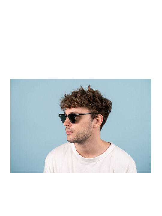 Ray Ban Clubmaster Unisex Sunglasses with Black Plastic Frame and Green Lens RB3016 W0365