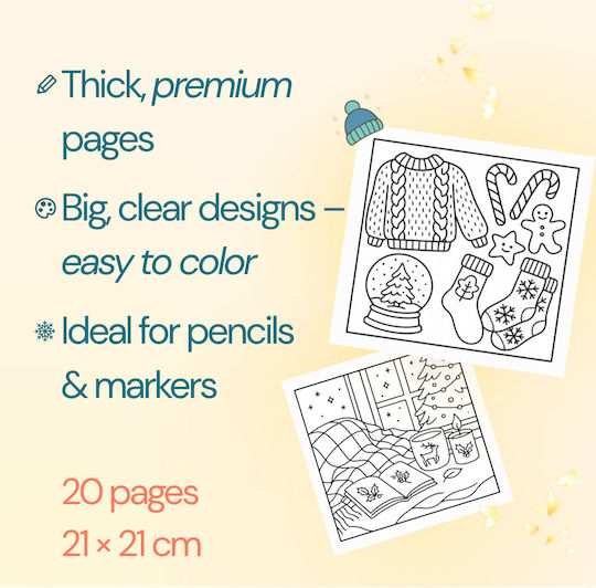 Obro Carte De Colorat Cu Pagini Groase – Crăciun Confortabil Desene Simple De Crăciun Relaxante Pentru Copii Și Adulți
