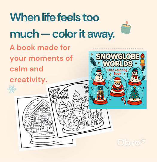 Obro Cărți De Colorat Cu Pagini Groase Snowglobe Worlds Desene Simple Confortabile De Crăciun Pentru Copii Adulți