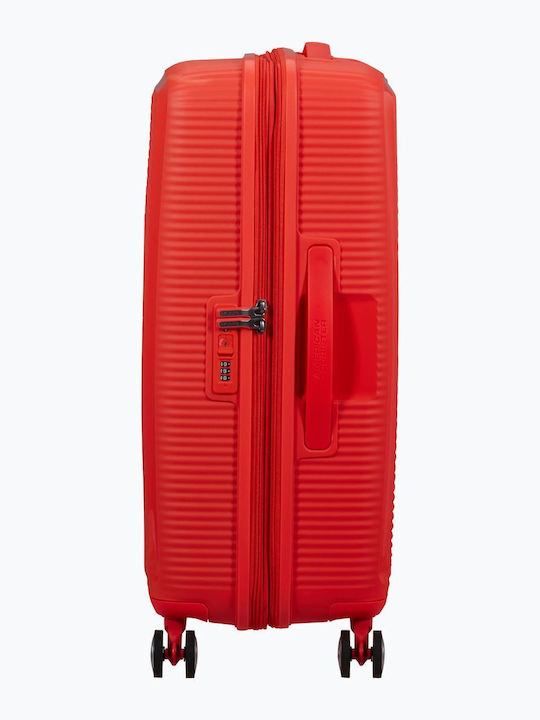American Tourister Soundbox Μεσαία Βαλίτσα Ταξιδίου Σκληρή Neon Orange με 4 Ρόδες Ύψους 67εκ.
