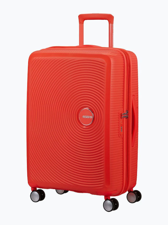 American Tourister Soundbox Μεσαία Βαλίτσα Ταξιδίου Σκληρή Neon Orange με 4 Ρόδες Ύψους 67εκ.