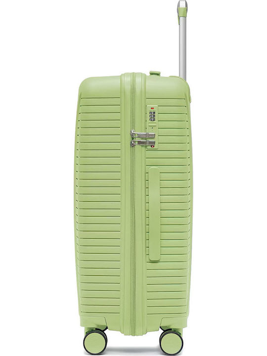 Puccini Berlin Μεσαία Βαλίτσα Ταξιδίου Σκληρή Light Green με 4 Ρόδες Ύψους 64εκ.