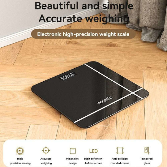 Yesido Digital Badezimmerwaage in Schwarz Farbe