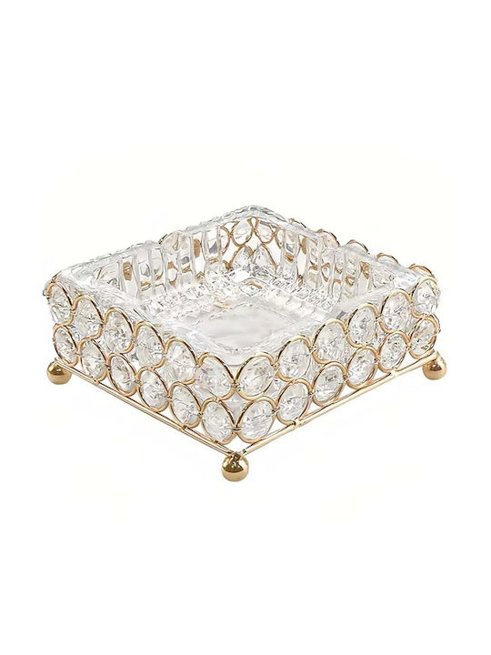 Modern Square 2 In 1 Ashtray Pufo Elegant Glass Metal Elegant Combination Indoor Outdoor Terrace Office