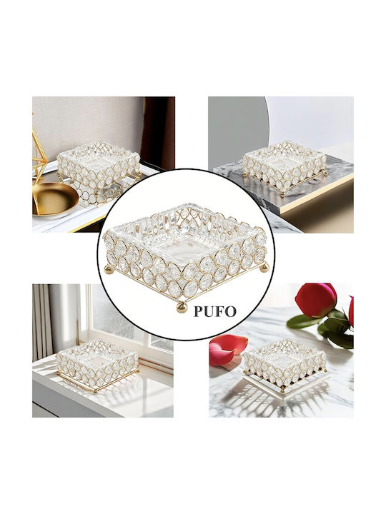 Modern Square 2 In 1 Ashtray Pufo Elegant Glass Metal Elegant Combination Indoor Outdoor Terrace Office