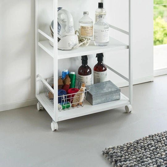 Yamazaki Τρόλεϊ Κουζίνας Ξύλινο 3 Θέσεων Λευκό 42x32.1x84cm