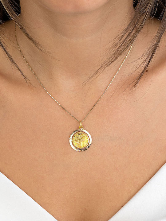 Kiriakos Gofas Pendant Kids Talisman with Chain Konstantinato made of Gold 14K KN577
