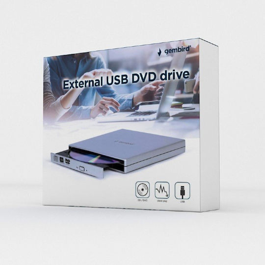 Gembird External CD/DVD/CD Recorder for Desktop / Laptop Silver