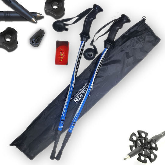 Alpin Pair of Telescopic Aluminum Trekking Poles Walkman Blue 290gr