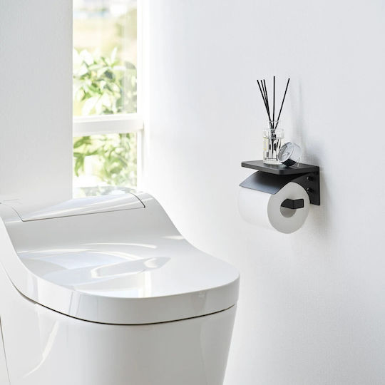 Yamazaki Wall Mounted Toilet Paper Holder Tower Black
