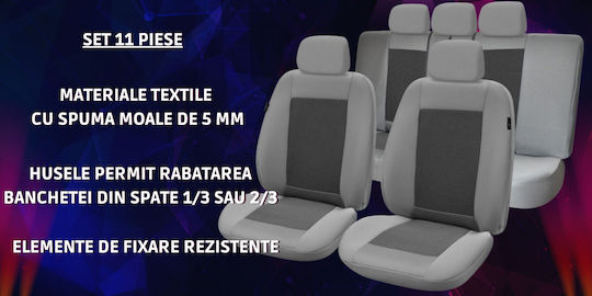 Smartic Σετ Πλατοκαθίσματα Αυτοκινήτου 11τμχ Γκρι