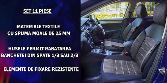 Smartic Σετ Πλατοκαθίσματα Αυτοκινήτου 11τμχ Μαύρα