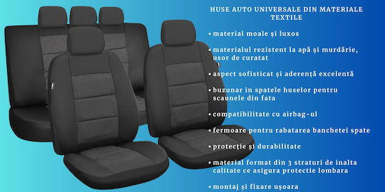Smartic Set Spătare Auto 11buc Negru