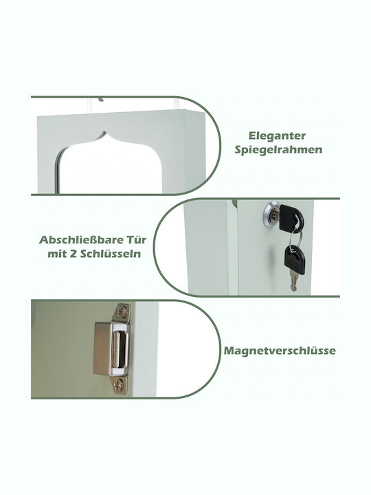 Costway Jewellery Cabinet Led Locked Wall-Mounted Mirror Door & 6 Drawers Green Hw63090gn