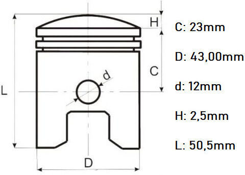 Siguranțe pentru Piston Motocicletă 43mm pentru Yamaha DT