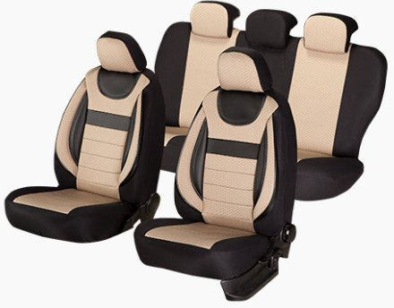 Universal Car Seat Covers Dynamic Edition Textile Material Eco Leather Inserts 11 Pieces Smartic Beige