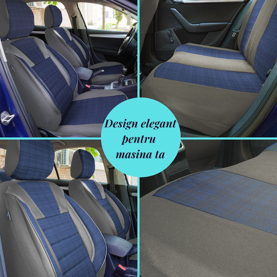 Set De Capace Pentru Scaune Auto Smartic Lux 11 Piese Compatibil Airbag Pliabil Material În 3 Straturi Albastru